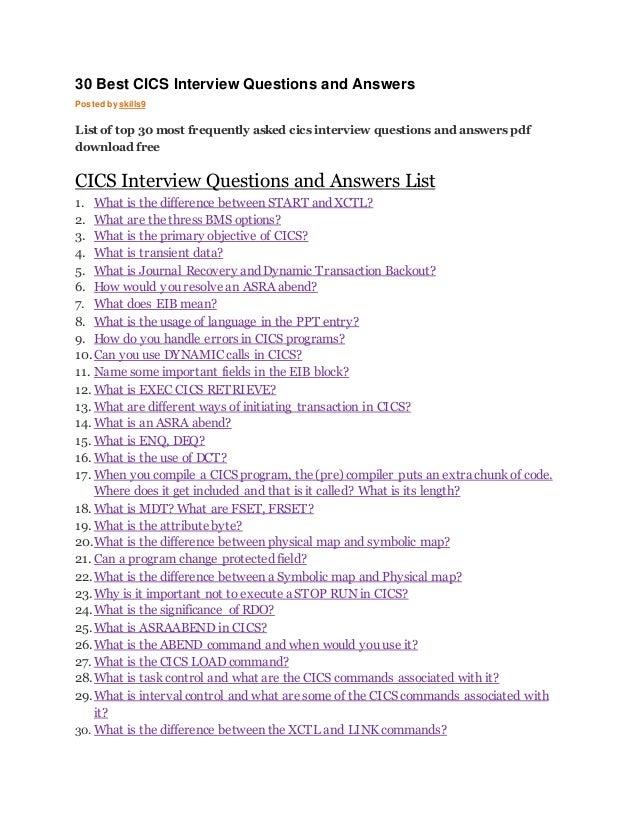 CICS Questions and Answers - TutorialsPoing