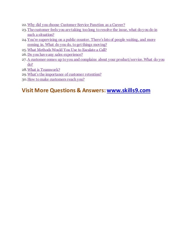 30 best customer service interview questions and answers