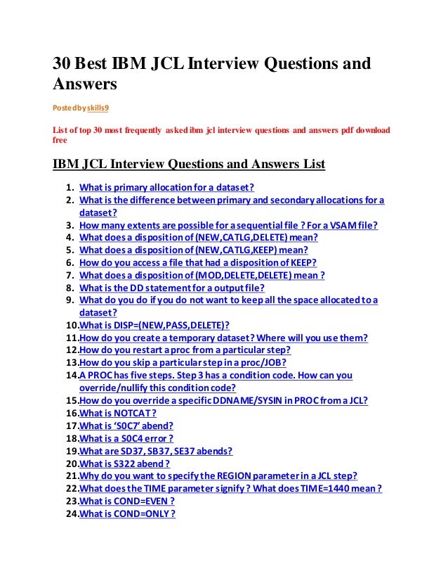 30 best ibm jcl interview questions and answers