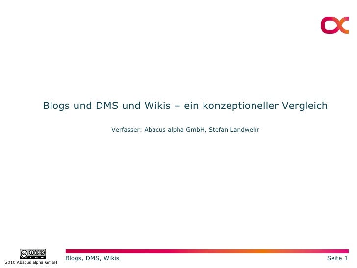Konzeptionelle Unterschiede Blogs Dms Wikis