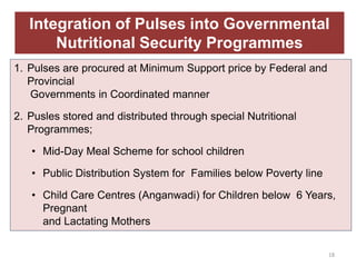 18
Integration of Pulses into Governmental
Nutritional Security Programmes
1. Pulses are procured at Minimum Support price...