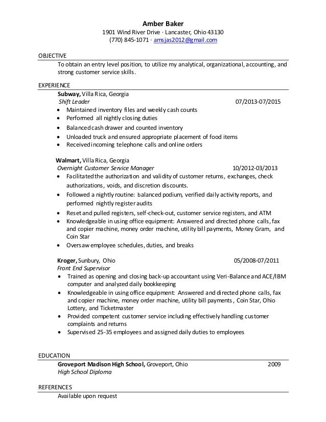 baker resume