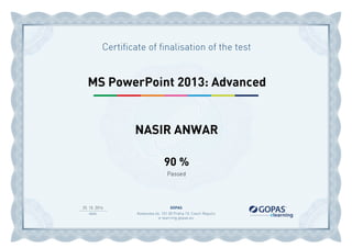 POWER POINT ADVANCE CERTIFICATE