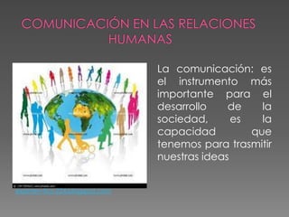 examen-tics-224.blogspot.com
La comunicación: es
el instrumento más
importante para el
desarrollo de la
sociedad, es la
capacidad que
tenemos para trasmitir
nuestras ideas
 