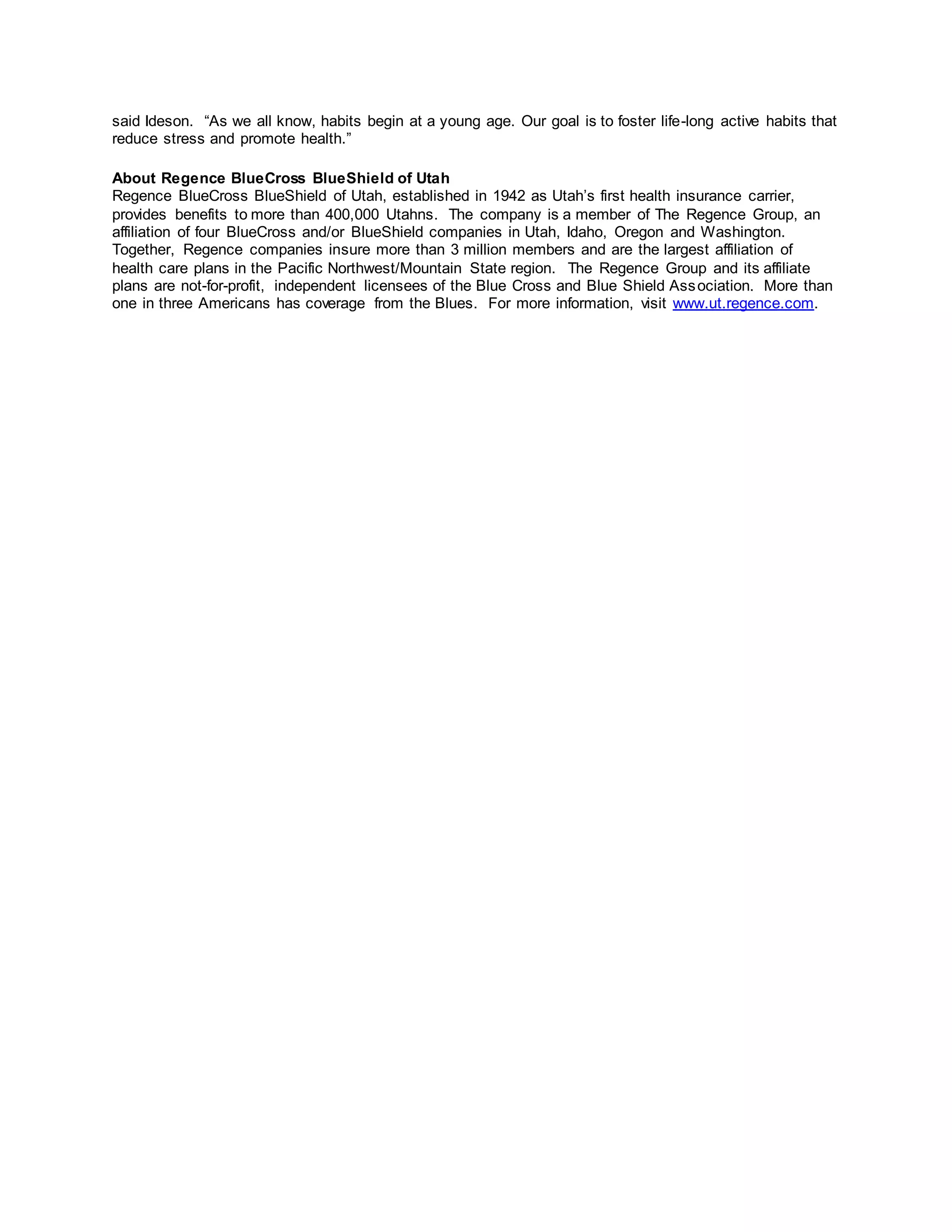 REGENCE BLUECROSS BLUESHIELD OF UTAH PDF