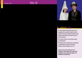 5 shtator, 2010          Dita 26
Marrja e Nuses në Kirgistan
N    ë malet, kodrat, luginat, qytetet dhe fshatrat e Kirgi-
     stanit, shumë gra e gjejnë vetveten befas dhe papritur
të martuara. Kjo ndodh në një mënyrë që duhet ndryshuar
                                                                ose thjesht i vrasin të tjerët, nëse nuk bashkëpunojnë. Mbi
                                                                të gjitha, trauma psikologjike është mjaft e rëndësishme.
                                                                   Në mënyrë tipike, një burrë i ri mund të bëjë përpjekje
patjetër. Ashtu si shumë shoqëri Perëndimore, Afrikane          për të “takuar’ vajza, megjithëse “takimet Perëndimore”
dhe Aziatike kanë nevojë për t’u liruar nga varësia e tyre      praktikisht është e pamundur që të praktikohen në
pornografike dhe imoraliteti seksual, Kirgistani ka një         Kirgistan.1 Shoqëria Kirgize e kufizon shumë kohën që
problem të madh shoqëror në fushën e martesës.                  djemtë dhe vajzat mund ta kalojnë së bashku. Ndoshta            Çifti i mësipërm janë paraqitur në një fushatë
   Afro 40 % e nuseve në Kirgistan thjesht janë rrëmbyer        familja nis të diskutojë për një lidhje mblesërie. Shpesh kjo   reklamuese që u bën thirrje njerëzve të martohen me
dhe janë martuar me detyrim. Ky është një zakon fisnor          funksionon dhe kështu rregullohet martesa. Megjithatë,          pëlqim të përbashkët.
prej shumë brezave të mëparshëm, kështu që për shumë            shumë burra e gjejnë veten në rrethana të vështira ku ata
veta kjo është “tradicionale”, por ajo realisht e thyen një     nuk kanë mundësi të martohen për arsye të ndryshme                     KËRKESAT PËR    Lutje
nga dhjetë urdhërimet “Ti nuk do të vjedhësh.” Gjatë            financiare, familjare, shoqërore ose personale. Në ato
                                                                                                                                     Shumë Myslimanë Kirgizë janë përfshirë në
epokës Sovjetike kjo lloj praktike u shtyp, por nuk u           raste, ata shpesh e rrëmbejnë nusen duke u ndihmuar
                                                                                                                                  përpjekjet për ta ndryshuar situatën me anë të
eliminua në tërësi, megjithatë, ajo është rritur në dekadat     aktivisht nga miqtë e tyre (80-90 % e rasteve) dhe nga
                                                                                                                                  mjeteve të ndryshme. Kërkojini Perëndisë t’i sjellë
e fundit. Për fat të mirë, një numër i konsiderueshëm i         familjarët e tyre (prindërit, vëllezërit e motrat, tezet e
                                                                                                                                  Kirgizët në një ndryshim të vërtetë të zemrës së
martesave janë bërë me mblesëri, janë diskutuar dhe për to      hallat, dajat e xhaxhallarët dhe kushërinjtë). Cilësitë e
                                                                                                                                  tyre në këtë fushë.
është rënë dakord. Rrëmbimi i nuseve është i paligjshëm,        mira dhe të këqija të nuseve të ardhshme debatohen dhe
por shumica e dhunuesve nuk ndiqen penalisht. Edhe              pastaj sajohen planet e rrëmbimit.                                   Lutuni për shërimin e atyre që kanë vuajtur
Islami është kundër martesave të detyruara.                                                                                       prej kësaj dukurie.
                                                                   Vajzat rrëmbehen pothuajse kudo ose kurdo. Rëmbimi
   Në shumicën e rasteve vajzat e reja nuk bien dakord          mund të ndodhë në shtëpi, në mjedise publike ose edhe                Kërkojini Zotit që të sjellë zbulesa të mëtejshme
me rrëmbimin dhe shpesh “martesa” konsumohet thjesht            kur janë duke punuar nëpër fusha. Nusja e rrëmbyer                te populli Kirgiz për natyrën e vërtetë dhe
duke u përdhunuar. Disa japin pëlqimin e tyre për t’i           shpesh sillet te familja e burrit të saj dhe të afërmet e tij     kuptimin e martesës (Efesianët 5:21-33).
shmangur vështirësitë, të tjerat kërkojnë me sinqeritet që      vijnë me radhë për ta bindur vajzën që ta pranojë fatin e
thjesht ta pranojnë “fatin” e tyre, ftohen familjet dhe bëhet   saj dhe ta pranojë me gëzim burrin e saj. Shumë prej tyre         1
                                                                                                                                    Dikush mund ta verë në dyshim nëse “stili
një dasmë. Shumë vajza rrinë me burrat e tyre, kurse të         do t’i thonë “Edhe mua më rrëmbyen, ne që të gjitha na            Perëndimor i takimeve djem-vajza” është në fakt
tjerat kërkojnë të ikin, një pakicë grash kryen vetëvrasje      kanë rrëmbyer. Kjo është mënyra tonë.”                            një zgjidhje e mirë e problemit për gjetjen e një
                                                                                                                                  bashkëshorti/bashkëshorteje!
                                                                                                                                                                                         43
 
