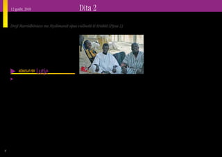 12 gusht, 2010                                                Dita 2
    Hiri dhe e Vërteta:                                                                                                        shprehur besimin e tyre me respekt mes Myslimanëve.
                                                                                                                               Për më tepër, ne pohojmë të drejtën e Myslimanëve dhe
    Drejt Marrëdhënieve me Myslimanët sipas vullnetit të Krishtit (Pjesa 2)                                                    të Kristianëve po ashtu për t’i ndryshuar besimin fetar,
                                                                                                                               praktikat dhe po ashtu bashkësitë, sipas ndërgjegjes
       Temat e lutjes për sot u prezantuan në faqet e mëpar-                                                                   së tyre (2 Kor. 4:2). Prandaj ne jemi kundër të gjitha
    shme. Ne si besimtarë duhet të kërkojmë në zemrat tona                                                                     formave të përndjekjes fetare ndaj Myslimanëve, Kris-
    dhe të lutemi përmes pikave të mëposhtme. Sërish ne i                                                                      tianëve apo kujtdoje tjetër.
    inkurajojmë besimtarët që të pendohen në lidhje me të                                                                      8. Të jemi të Paqtë dhe ...
    gjitha qëndrimet, jo sipas vullnetit të Krishtit, që kanë                                                                  të mos bëjmë Kompromis në Dialogun tonë
    mbajtur ndaj Myslimanëve, të cilat janë të padenja për                                                                         Dialogu mes Myslimanëve dhe Kristianëve na sig-
    Mbretin tonë të kryqëzuar dhe të ringjallur.                                                                               uron mundësitë për t’i kuptuar Myslimanët, për të
                                                                                                                               ndërtuar marrëdhënie me ta, për t’u përfshirë në pa-
           KËRKESAT PËR    Lutje                                                                                               jtime dhe për ta ndarë besimin tonë. Ne kërkojmë ta
                                                                                                                               ndajmë ungjillin me respekt dhe me guxim, pa kom-
        Për çdo tematikë, lutuni për këto gjëra për veten tuaj,   6. Të jemi të Urtë në Botën tonë të pushtuar nga Google      promis – ashtu siç “arsyetoi” Pali me njerëzit (dialego-
    për bashkësinë tuaj dhe për trupin e Krishtit lidhur me                                                                    mai – Veprat 17:2, 17).
                                                                     Në të kaluarën, kur flisnin drejtuesit në një komunitet
    marrëdhëniet tona me Myslimanët.                              fetar, ajo që thoshin dëgjohej vetëm në komunitetin e           9. Të Jemi të Dashur me të Gjithë
    5. Të jemi të Respektueshëm dhe të Guximshëm në               tyre. Kurse sot fjalët tona bëjnë rikoshet përreth botës.        Myslimanët e botës janë të afërmit tanë, ashtu siç e
    Dëshminë tonë                                                 Kur ne përpiqemi të shpjegojmë se kush jemi, çfarë           përdori Jezusi atë term (Lluka 10:29-37). Urdhërimi
       Në Frymën e Princit të Paqes, dëshmia e re-                besojmë, çfarë bëjmë dhe përse e bëjmë këtë, fjalët tona     i Perëndisë ndaj njerëzve të Tij qëndron për të gjithë
    spektueshme fokusohet në dhënien e një prezantimi             mund të arrijnë deri përtej audiencës sonë parësore. Pas     kohën: “Duajeni të afërmin tuaj si vetveten” (Lev.
    pozitiv për ungjillin. Ajo nuk e sulmon tjetrin, ose nuk      thënies së diçkaje kundërshtuese, një drejtues i sinqertë    19:18; Lluka 10:27b). Edhe pajtuesit, edhe ata që i
    e shmang prezantimin e së vërtetës (1 Pjetrit 3:15).          mund të përpiqet ta qartësojë thënien e tij. Por dëmtimi     duan armiqtë e tyre, përshkruhen si “bij [ose bija] të
    Shembuj të shumtë biblikë (psh. Vep. 4:31; 9:27-28;           tashmë është bërë. Kërkohet urtësi (Fj. Ur. 17:27).          Perëndisë” (Mat. 5:9, 44, Lluka 6:35). Ata janë quajtur
    13:46; 14:3; 17:30-31; 19:8) na ftojnë që të lartojmë         7. Të Jemi Këmbëngulës në Thirrjen tonë për Liri Fetare      bij të Perëndisë, për shkak se sillen si Ati i tyre: Perëndia
    guximin e besimtarëve të hershëm në ndarjen e Lajmit             Ne pohojmë të drejtën e lirisë së besimit fetar për çdo   i Paqes (Fil. 4:9; 1 Thes. 5:23). Përgjigjja ndaj armiqve
    të Mirë. Në bindje ndaj Shkrimit të Shenjtë, ne kërkojmë      person dhe për çdo komunitet. Ne e mbrojmë të drejtën        me dashuri sakrifikuese, që jep nga vetja, e demonstron
    të jemi edhe të respektueshëm, edhe të guximshëm në           e Myslimanëve për ta shprehur besimin e tyre me respekt      Ungjillin (Rom. 5:10; krahaso me Kol. 1:21).
    dëshminë tonë.                                                mes të Krishterëve, dhe të drejtën e Kristianëve për ta
8
 
