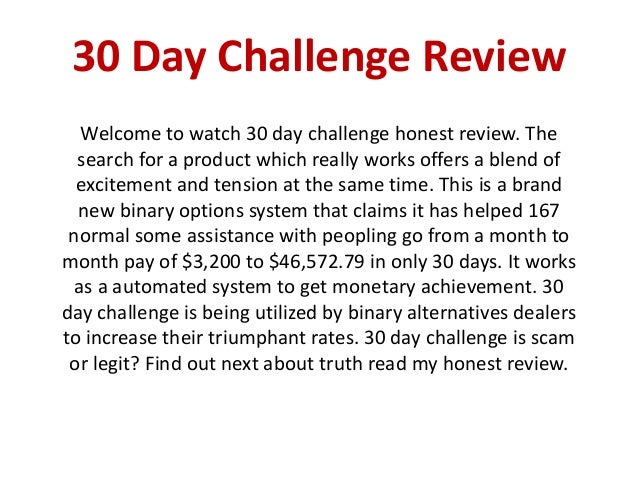 30 days challenge review is it scam binary options