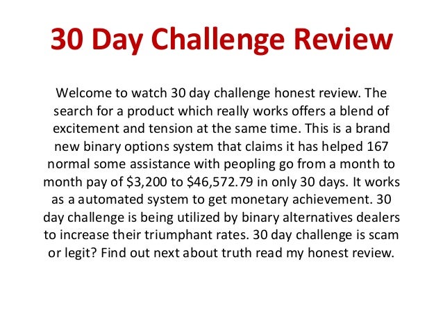 binary options 30 day challenge