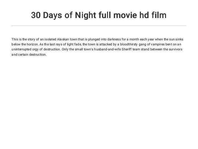 30 Days Of Night Full Movie Hd Film