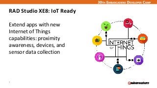 RAD Studio XE8: IoT Ready
Extend apps with new 
Internet of Things 
capabilities: proximity 
awareness, devices, and 
sensor data collection
7
 