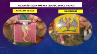 NADA MÁS LLEGAR NOS HAN DIVIDIDO EN DOS GRUPOS
CABALLITOS DE MAR MURCIELAGOS
 