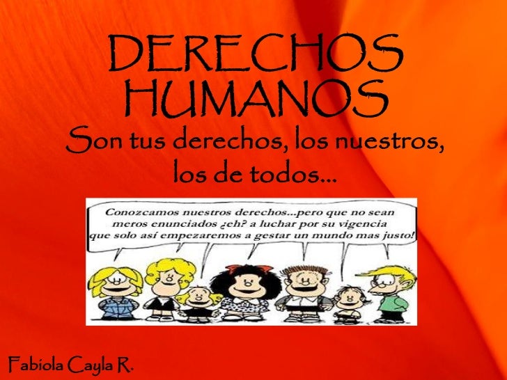 DERECHOS HUMANOS Son tus derechos, los nuestros, los de todos… Fabiola Cayla R. 