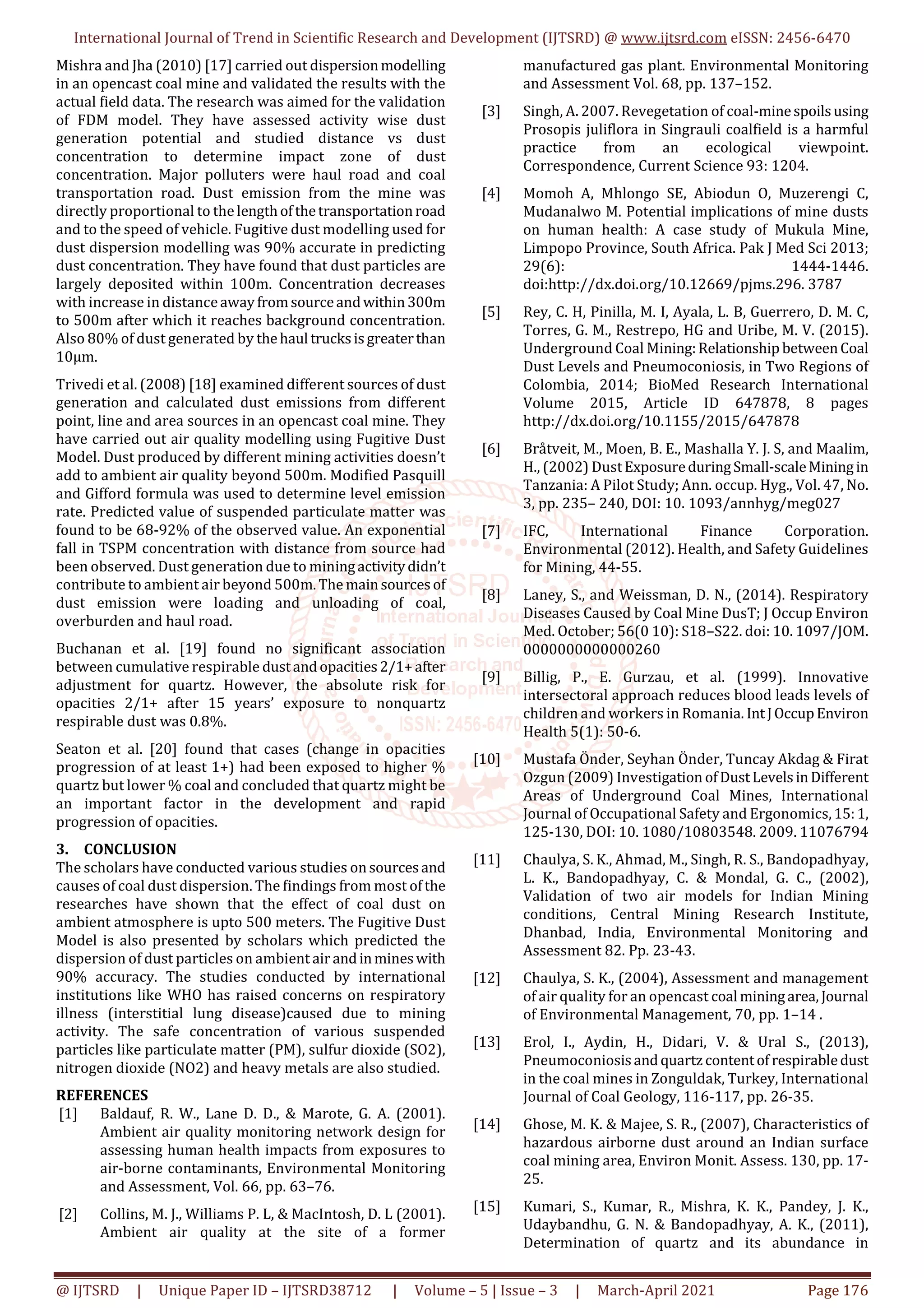 Dust Monitoring Systems and Health Hazards in Coal Mining A Review | PDF