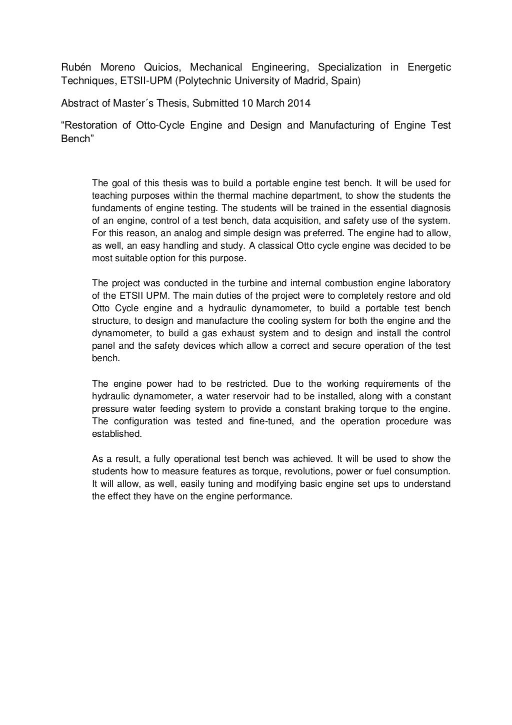 Where does the abstract go in a thesis or dissertation?