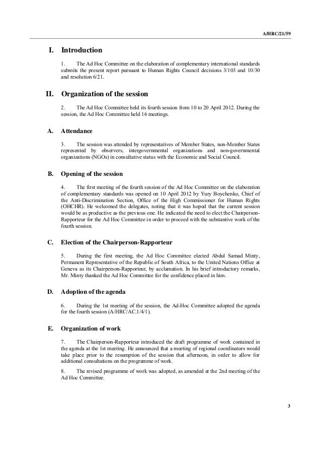 Report of the Ad Hoc Committee