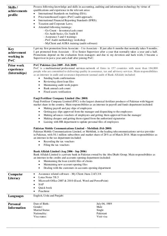 Resume Sample Resume For Acca Students ahsan abbas acca resume 3