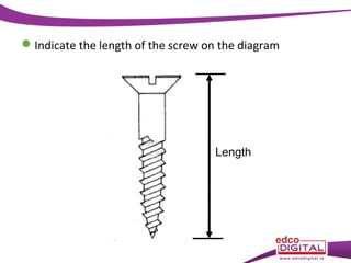  Indicate the length of the screw on the diagram

Length

 
