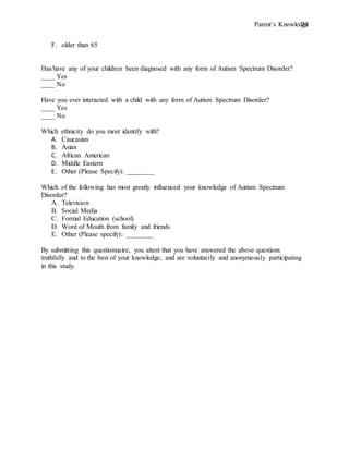 Parent’s Knowledge of Autism | DOCX