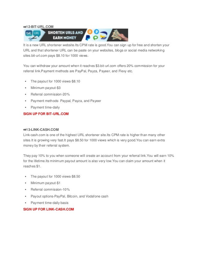 30 Highest Paying Url Shortener 2018 Best Url Shortener To Earn Money - 