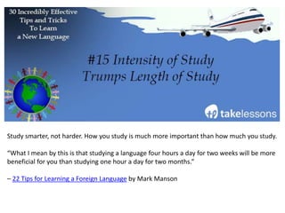 When you first start using your new language, you’re going to stumble and make mistakes,
and that’s OK!
“For me, there came a point, though, when I just became totally unapologetic about it,” says
Jason, blogger and founder of the Spanish Vault. “I’ve got to start somewhere, and the more
mistakes I make, the faster I learn.”
Read more about learning a foreign language from this interview with Jason on Language
Surfer.
 