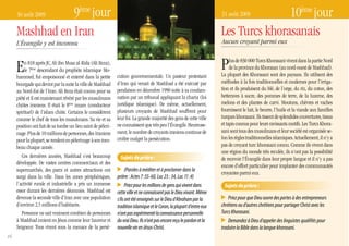 9ème jour
     30 août 2009                                                                                                       31 août 2009   10ème jour
     Mashhad en Iran                                                                                                    Les Turcs khorasanais
     L’Évangile y est inconnu                                                                                           Aucun croyant parmi eux



     E    n 818 après JC, Ali ibn Musa al-Rida (Ali Reza),
          le 7ème descendant du prophète islamique Mo-                                                                  P    lus de 830 000 Turcs Khorasani vivent dans la partie Nord
                                                                                                                             de la province du Khorasan (au nord-ouest de Mashhad).
                                                                                                                        La plupart des Khorasani sont des paysans. Ils utilisent des
     hammed, fut empoisonné et enterré dans la petite         cution gouvernementale. un pasteur protestant
     bourgade qui devint par la suite la ville de Mashhad     d’Iran qui venait de Mashhad a été exécuté par            méthodes à la fois traditionnelles et modernes pour l’irriga-
     au Nord-Est de l’Iran. Ali Reza était connu pour sa      pendaison en décembre 1990 suite à sa condam-             tion et ils produisent du blé, de l’orge, du riz, du coton, des
     piété et il est maintenant révéré par les musulmans      nation par un tribunal appliquant la charia (loi          betteraves à sucre, des pommes de terre, de la luzerne, des
     chiites iraniens. Il était le 8ème imam (conducteur      juridique islamique). De même, actuellement,              melons et des plantes de carvi. Moutons, chèvres et vaches
     spirituel) de l’islam chiite. Certains le considèrent    plusieurs croyants de Mashhad souffrent pour              fournissent le lait, le beurre, l’huile et la viande aux familles
     comme le chef de tous les musulmans. Sa vie et sa        leur foi. La grande majorité des gens de cette ville      turques khorasani. Ils tissent de splendides couvertures, tissus
     position ont fait de sa tombe un lieu saint de pèleri-   ne connaissent que très peu l’Évangile. Heureuse-         et tapis connus pour leurs ravissants motifs. Les Turcs Khora-
     nage. Plus de 10 millions de personnes, des Iraniens     ment, le nombre de croyants iraniens continue de          sani sont tous des musulmans et leur société est organisée se-
     pour la plupart, se rendent en pèlerinage à son tom-     croître malgré la persécution.                            lon les règles traditionnelles islamiques. Actuellement, il n’y a
     beau chaque année.                                                                                                 pas de croyant turc khorasani connu. Comme ils vivent dans
                                                                                                                        une région du monde très reculée, ils n’ont pas la possibilité
        Ces dernières années, Mashhad s’est beaucoup            Sujets de prière :                                      de recevoir l’Évangile dans leur propre langue et il n’y a pas
     développée. De vastes centres commerciaux et des
                                                                                                                        encore d’effort particulier pour implanter des communautés
     supermarchés, des parcs et autres attractions ont              (Paroles à méditer et à proclamer dans la
                                                                                                                        croyantes parmi eux.
     surgi dans la ville. Dans les zones périphériques,       prière : Actes 7 :55-60, Luc 23 : 34, Luc 11 :4)
     l’activité rurale et industrielle a pris un immense            Priez pour les millions de gens qui vivent dans      Sujets de prière :
     essor durant les dernières décennies. Mashhad est        cette ville et ne connaissent pas le Dieu vivant. Même
     devenue la seconde ville d’Iran avec une population      s’ils ont été enseignés sur le Dieu d’Abraham par la          Priez pour que Dieu ouvre des portes à des entrepreneurs
     d’environ 2,5 millions d’habitants.                      tradition islamique et le Coran, la plupart d’entre eux   chrétiens ou d’autres chrétiens pour partager Christ avec les
        Personne ne sait vraiment combien de personnes        n’ont pas expérimenté la connaissance personnelle         Turcs Khorasani.
     à Mashhad croient en Jésus comme leur Sauveur et         du vrai Dieu. Ils n’ont pas encore reçu le pardon et la       Demandez à Dieu d’appeler des linguistes qualifiés pour
     Seigneur. Tous vivent sous la menace de la persé-        nouvelle vie en Jésus-Christ.                             traduire la Bible dans la langue khorasani.
16
 