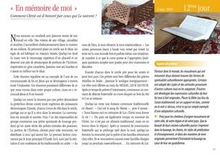 « En mémoire de moi »                                                                                                             2 sept. 2009              12ème jour
Comment Christ est-il honoré par ceux qui Le suivent ?




N    ous sommes un vendredi soir. Jasmine rentre de son
     travail en ville. Des voisins de son village, aimables
et sincères, l’accueillent chaleureusement dans la maison       nom de Dieu, le tout clément, le tout miséricordieux ». Les
de ses enfants. Ils prennent place en cercle sur le tikar, un   autres personnes lisent à haute voix verset par verset. Le
tapis de sol fabriqué en roseaux tressés. Quelqu’un tend        texte est lu une seconde fois et parfois même une troisième,
la main vers le rayonnage supérieur d’un placard et en          de manière à ce que le cœur puisse se l’approprier. Quel-
descend une pile de photocopies de portions de l’Ecriture,      ques questions simples sont posées pour être examinées et         Sujets de prière :
imprimées en gros caractères. Jasmine met ses lunettes et       discutées.
s’assoit en tailleur sur le tikar.                                  Ensuite chacun dans le cercle prie pour les autres et       Partout dans le monde, les musulmans qui ont
   Cette réunion régulière est un exemple de l’une de ces       pour leur pays. Ces prières sont bien différentes des prières   rencontré Jésus doivent trouver des formes de
communautés de foi en Jésus qui se développent à travers        rituelles en Arabe - Jasmine le souligne énergiquement -        spiritualité culturellement appropriées. Certains
toute l’Indonésie. Ces réunions paraissent différentes de ce    car elles sont offertes au nom du MESSIE, LEuR SAuVEuR.         ont adopté des styles et des attitudes provenant
que nous voyons dans notre propre culture, mais on y re-        Après ce temps de prières d’intercession, commence un mo-       d’autres cultures tout en les adaptant. D’autres
connaît Jésus et Il est honoré.                                 ment de détente fraternelle au cours duquel on boit du thé      ont développé des expressions culturelles de leur
   Quelqu’un ouvre la réunion par une prière demandant          et l’on se restaure.                                            foi tout à fait originales. Placer la Bible (au lieu du
la protection divine contre toute ingérence des puissances          Quelqu’un verse une boisson commune traditionnelle          Coran traditionnel) sur un support en bois, comme
démoniaques. Ensuite, chacun à tour de rôle dans le cercle,     en disant : « Ceci est le sang du Messie », puis il ajoute :    on le voit ci-dessus, n’est ici qu’un simple exemple
partage sur ce qu’il a vécu dans la semaine. La conversa-       « Nous faisons ceci en mémoire de Lui. Christ nous donne        d’une adaptation culturelle.
tion est amicale et ouverte. Puis, l’un des responsables du     la vie ! ». Du pain est également rompu en souvenir du               Priez pour les chrétiens d’origine musulmane de
groupe commence une prière spontanée de louange pen-            Christ, (ce n’est pas un aliment traditionnel, mais on en       votre ville, de votre région et de votre pays. Que la
dant qu’un autre récite des prières extraites des psaumes.      trouve dans la région). Après ce moment de communion            beauté de leurs racines culturelles puisse s’exprimer
La portion de l’Écriture, choisie pour cette rencontre, est     fraternelle qui se prolonge tard dans la nuit, quelqu’un        dans la louange, les chants, les styles de prédication
distribuée à ceux qui savent lire. Le premier lecteur com-      termine la rencontre par la prière et les familles retournent   et d’enseignement, et dans des manières de vivre
mence par le texte principal d’Exode 34:6, suivi par la réci-   chez elles. Ils se rencontrent comme entre familles élargies    originales permettant d’introduire la louange au
tation d’une confession de foi traditionnelle en arabe : « Au   jusqu’au prochain rassemblement…. En mémoire de Lui.            cœur de leur vie quotidienne.
                                                                                                                                                                                          19
 