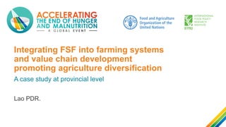 Integrating FSF into farming systems
and value chain development
promoting agriculture diversification
A case study at provincial level
Lao PDR.
 