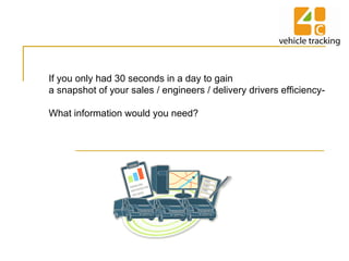 If you only had 30 seconds in a day to gain a snapshot of your sales / engineers / delivery drivers efficiency-  What information would you need? 