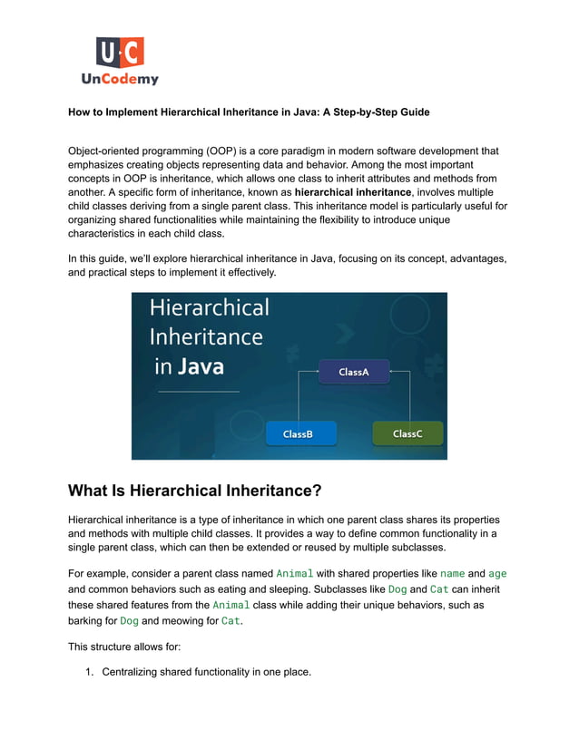 How to Implement Hierarchical Inheritance in Java: A Step-by-Step Guide ...