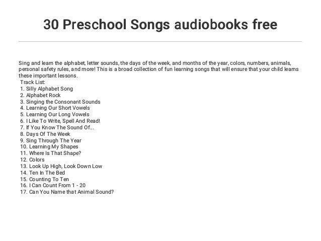 30 Preschool Songs audiobooks free
