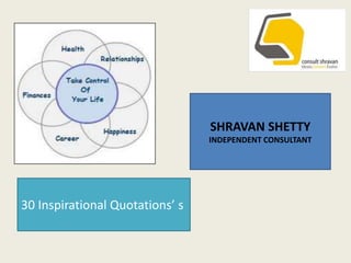 SHRAVAN SHETTY INDEPENDENT CONSULTANT 30 Inspirational Quotations’ s 
