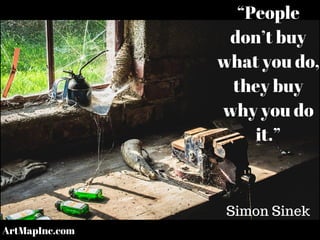 “People
don’t buy
what you do,
they buy
why you do
it.”
Simon Sinek
ArtMapInc.com
 