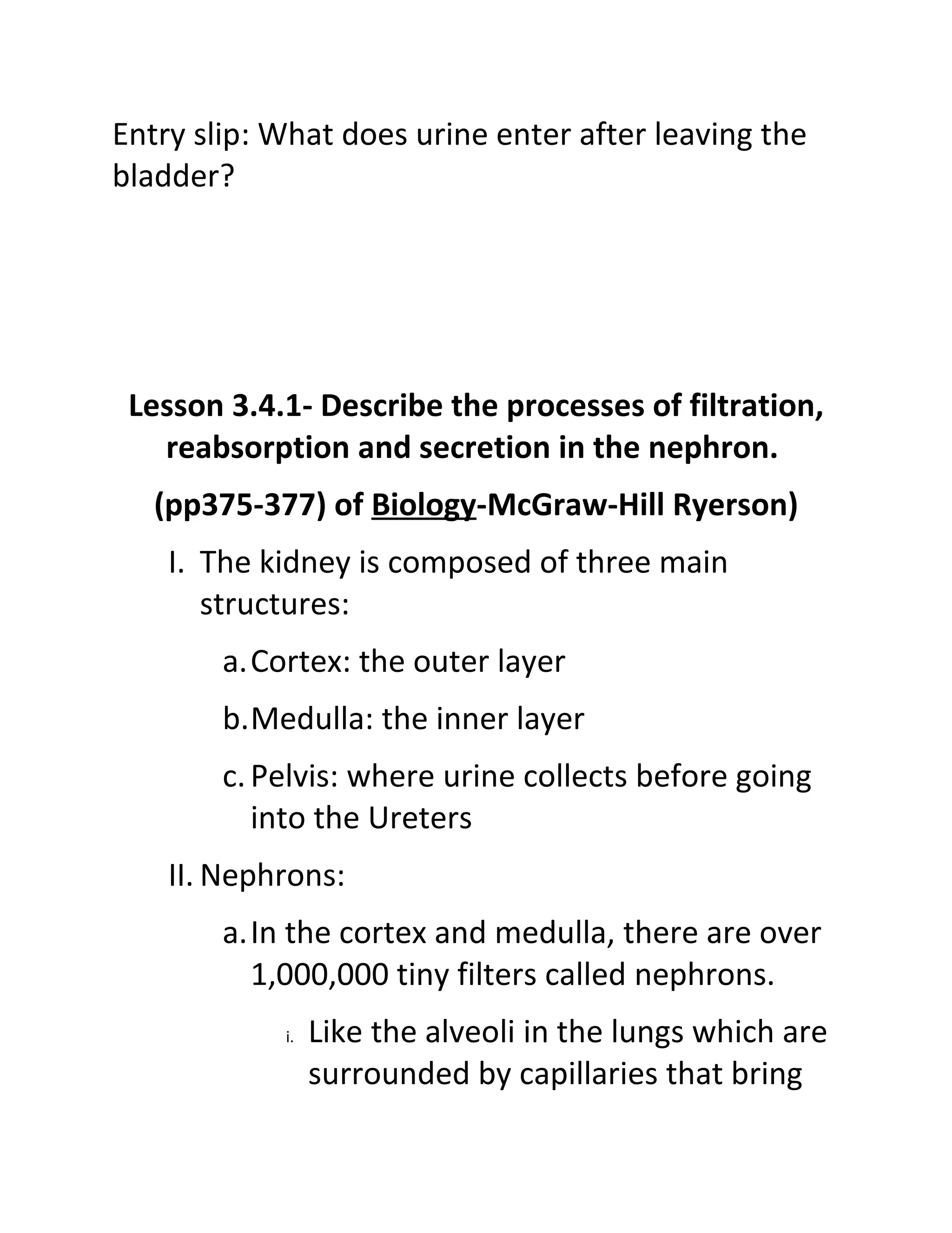 BIO30S 3 4 1 Explain Processes Of Filtration Reabsorption And Secretion