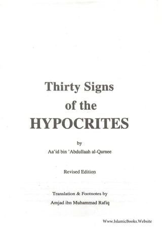 30 Signs of the Hypocrites by Aa'id al-Qarnee | PDF