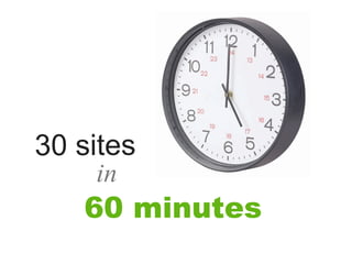 30 sites
    in
   60 minutes
 