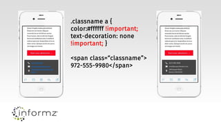 .classname a {
color:#ffffff !important;
text-decoration: none
!important; }
<span class=“classname”>
972-555-9980</span>
 