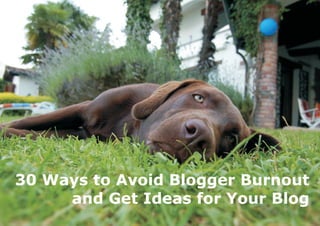 30 Ways to Avoid Blogger Burnout
     and Get Ideas for Your Blog
 