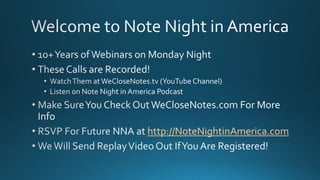 30 x 30 Marketing Matrix - Note Night in America | PPT