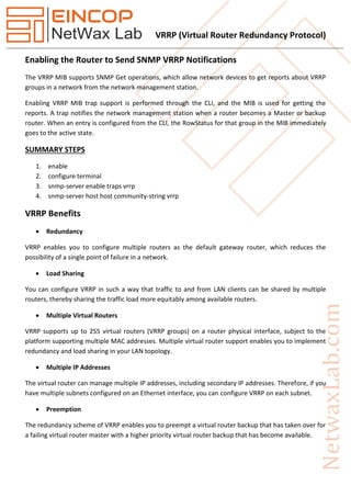Virtual Router Redundancy Protocol Multiple Routers VRRP (virtual router redundancy protocol) | PDF