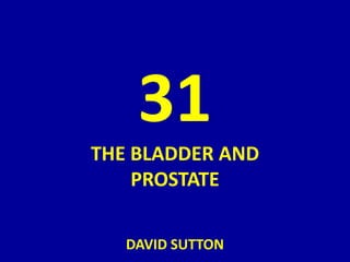 31
THE BLADDER AND
PROSTATE
DAVID SUTTON
 