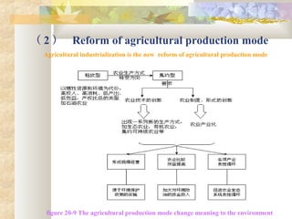 （ 2 ） Reform of agricultural production mode
Agricultural industrialization is the new reform of agricultural production mode
figure 20-9 The agricultural production mode change meaning to the environment
 