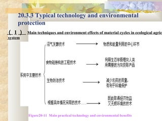 20.3.3 Typical technology and environmental
protection
（ 1 ） Main techniques and environment effects of material cycles in ecological agricu
system
Figure20-11 Main practical technology and environmental benefits
 