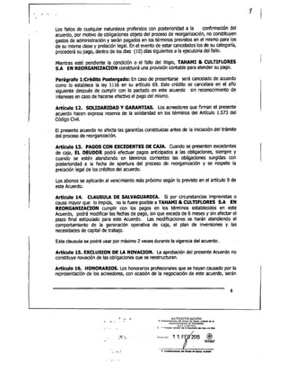 Tahami Restructuring Agreement