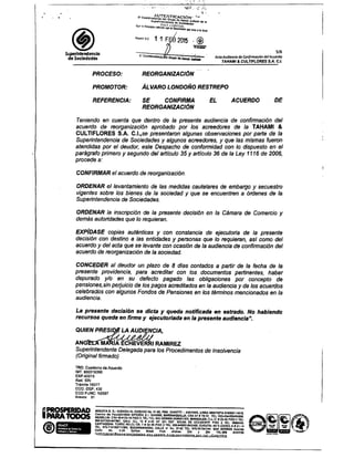 Tahami Restructuring Agreement