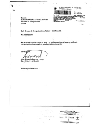 Tahami Restructuring Agreement