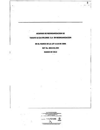 Tahami Restructuring Agreement