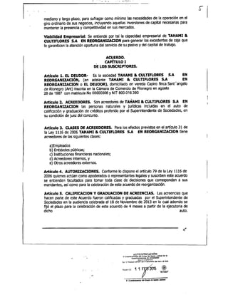 Tahami Restructuring Agreement