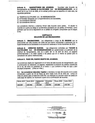 Tahami Restructuring Agreement