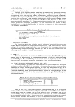 Emotional intelligence and personality traits in high school students ...
